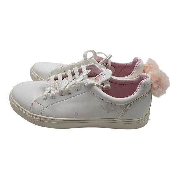 Madden Girl Bunny Sneakers, Rabbit Ear White Lace Up w/ PomPoms Sz 8 5 - Picture 3 of 8